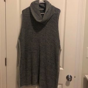 Grey and black sweater poncho